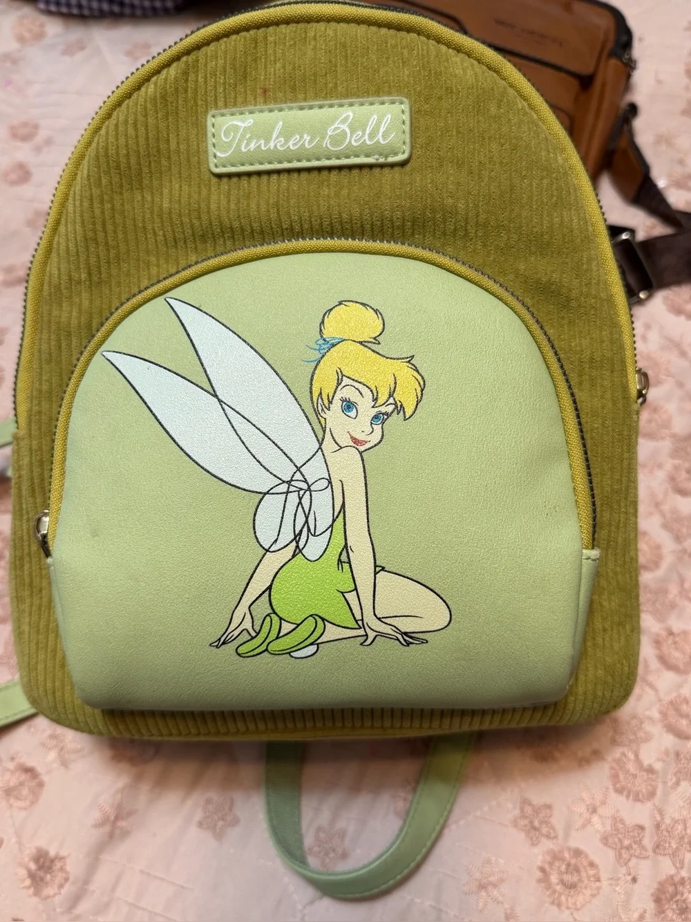 Bioworld Disney Peter Pan Tinker Bell Green Corduroy Mini Backpack